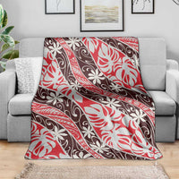 Uteute Tahiti Tiare Monstera Blanket Polynesian Pattern Curve Style - Polynesian Pride