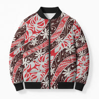 Uteute Tahiti Tiare Monstera Bomber Puffer Jacket Polynesian Pattern Curve Style - Polynesian Pride