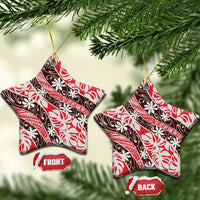 Uteute Tahiti Tiare Monstera Ceramic Ornament Polynesian Pattern Curve Style - Polynesian Pride