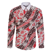Uteute Tahiti Tiare Monstera Family Matching Long Sleeve Bodycon Dress and Hawaiian Shirt Polynesian Pattern Curve Style - Polynesian Pride