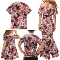 Uteute Tahiti Tiare Monstera Family Matching Mermaid Dress and Hawaiian Shirt Polynesian Pattern Curve Style - Polynesian Pride
