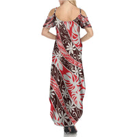 Uteute Tahiti Tiare Monstera Family Matching Summer Maxi Dress and Hawaiian Shirt Polynesian Pattern Curve Style - Polynesian Pride