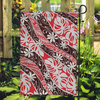 Uteute Tahiti Tiare Monstera Garden Flag Polynesian Pattern Curve Style - Polynesian Pride