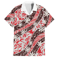 Uteute Tahiti Tiare Monstera Hawaiian Shirt Polynesian Pattern Curve Style LT01 Red - Polynesian Pride