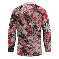 Uteute Tahiti Tiare Monstera Hockey Jersey Polynesian Pattern Curve Style LT01 - Polynesian Pride