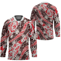 Uteute Tahiti Tiare Monstera Hockey Jersey Polynesian Pattern Curve Style LT01 - Polynesian Pride