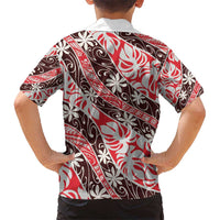 Uteute Tahiti Tiare Monstera Kid Hawaiian Shirt Polynesian Pattern Curve Style LT01 - Polynesian Pride