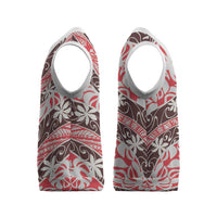 Uteute Tahiti Tiare Monstera Christmas Knitted V-Neck Vest Polynesian Pattern Curve Style - Polynesian Pride