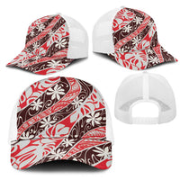 Uteute Tahiti Tiare Monstera Mesh Trucker Cap Polynesian Pattern Curve Style LT01 - Polynesian Pride