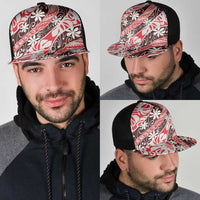 Uteute Tahiti Tiare Monstera Mesh Trucker Cap Polynesian Pattern Curve Style LT01 - Polynesian Pride