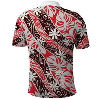 Uteute Tahiti Tiare Monstera Polo Shirt Polynesian Pattern Curve Style LT01 - Polynesian Pride