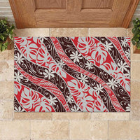 Uteute Tahiti Tiare Monstera Rubber Doormat Polynesian Pattern Curve Style - Polynesian Pride