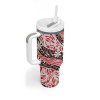 Uteute Tahiti Tiare Monstera Tumbler With Handle Polynesian Pattern Curve Style - Polynesian Pride