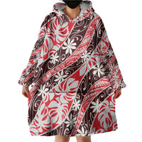 Uteute Tahiti Tiare Monstera Wearable Blanket Hoodie Polynesian Pattern Curve Style - Polynesian Pride