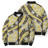 Rearea Tahiti Tiare Monstera Bomber Puffer Jacket Polynesian Pattern Curve Style - Polynesian Pride