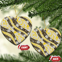 Rearea Tahiti Tiare Monstera Ceramic Ornament Polynesian Pattern Curve Style - Polynesian Pride