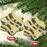 Rearea Tahiti Tiare Monstera Ceramic Ornament Polynesian Pattern Curve Style - Polynesian Pride