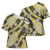 Rearea Tahiti Tiare Monstera Cross Shoulder Shirt Polynesian Pattern Curve Style LT01 - Polynesian Pride