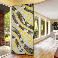 Rearea Tahiti Tiare Monstera Door Cover Polynesian Pattern Curve Style - Polynesian Pride