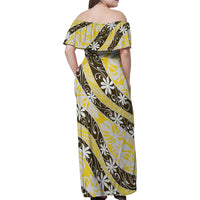 Rearea Tahiti Tiare Monstera Family Matching Off Shoulder Maxi Dress and Hawaiian Shirt Polynesian Pattern Curve Style - Polynesian Pride