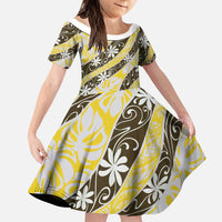 Rearea Tahiti Tiare Monstera Family Matching Off Shoulder Short Dress and Hawaiian Shirt Polynesian Pattern Curve Style - Polynesian Pride