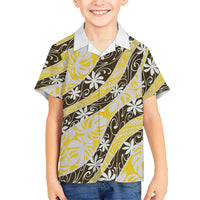 Rearea Tahiti Tiare Monstera Family Matching Off Shoulder Short Dress and Hawaiian Shirt Polynesian Pattern Curve Style - Polynesian Pride