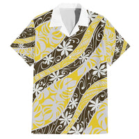Rearea Tahiti Tiare Monstera Hawaiian Shirt Polynesian Pattern Curve Style LT01 Yellow - Polynesian Pride