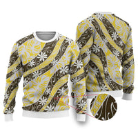 Rearea Tahiti Tiare Monstera Ugly Christmas Sweater Polynesian Pattern Curve Style - Polynesian Pride