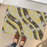 Rearea Tahiti Tiare Monstera Rubber Doormat Polynesian Pattern Curve Style - Polynesian Pride