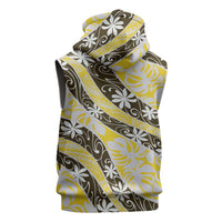 Rearea Tahiti Tiare Monstera Sleeveless Zip Hoodie Polynesian Pattern Curve Style LT01 - Polynesian Pride