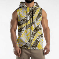 Rearea Tahiti Tiare Monstera Sleeveless Zip Hoodie Polynesian Pattern Curve Style LT01 - Polynesian Pride