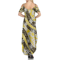 Rearea Tahiti Tiare Monstera Summer Maxi Dress Polynesian Pattern Curve Style LT01 - Polynesian Pride