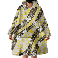 Rearea Tahiti Tiare Monstera Wearable Blanket Hoodie Polynesian Pattern Curve Style - Polynesian Pride
