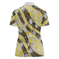 Rearea Tahiti Tiare Monstera Women Polo Shirt Polynesian Pattern Curve Style LT01 - Polynesian Pride