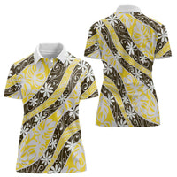Rearea Tahiti Tiare Monstera Women Polo Shirt Polynesian Pattern Curve Style LT01 - Polynesian Pride
