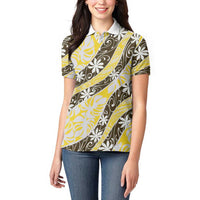 Rearea Tahiti Tiare Monstera Women Polo Shirt Polynesian Pattern Curve Style LT01 - Polynesian Pride