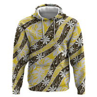 Rearea Tahiti Tiare Monstera Zip Hoodie Polynesian Pattern Curve Style - Polynesian Pride
