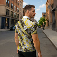 Rearea Tahiti Tiare Monstera Zipper Polo Shirt Polynesian Pattern Curve Style - Polynesian Pride