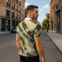 Rearea Tahiti Tiare Monstera Zipper Polo Shirt Polynesian Pattern Curve Style LT01 - Polynesian Pride