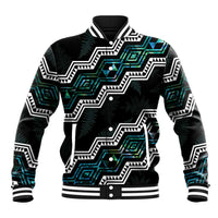 Personalised Taniko Aotearoa Mix Paua Shell Baseball Jacket Niho Taniwha Turquoise Glitter LT01 Unisex Turquoise - Polynesian Pride