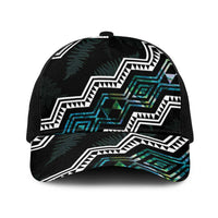 Taniko Aotearoa Mix Paua Shell Baseball Net Cap Niho Taniwha Turquoise Glitter LT01 One Size Black Turquoise - Polynesian Pride