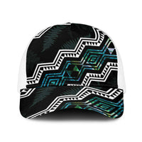 Taniko Aotearoa Mix Paua Shell Baseball Net Cap Niho Taniwha Turquoise Glitter LT01 One Size White Turquoise - Polynesian Pride