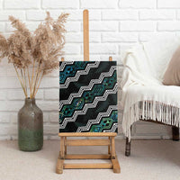 Taniko Aotearoa Mix Paua Shell Canvas Wall Art Niho Taniwha Turquoise Glitter LT01 - Polynesian Pride