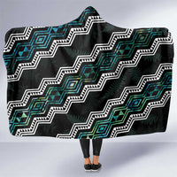 Taniko Aotearoa Mix Paua Shell Hooded Blanket Niho Taniwha Turquoise Glitter LT01 One Size Turquoise - Polynesian Pride