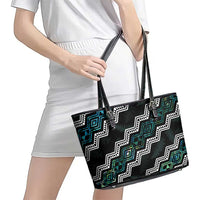 Taniko Aotearoa Mix Paua Shell Leather Tote Bag Niho Taniwha Turquoise Glitter LT01 - Polynesian Pride