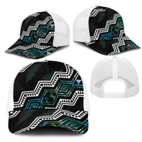 Taniko Aotearoa Mix Paua Shell Mesh Trucker Cap Niho Taniwha Turquoise Glitter LT01 - Polynesian Pride