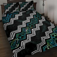 Taniko Aotearoa Mix Paua Shell Quilt Bed Set Niho Taniwha Turquoise Glitter LT01 Turquoise - Polynesian Pride
