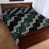 Taniko Aotearoa Mix Paua Shell Quilt Bed Set Niho Taniwha Turquoise Glitter LT01 - Polynesian Pride