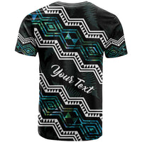 Personalised Taniko Aotearoa Mix Paua Shell T Shirt Niho Taniwha Turquoise Glitter