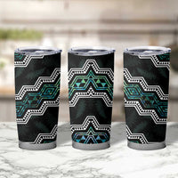 Taniko Aotearoa Mix Paua Shell Tumbler Cup Niho Taniwha Turquoise Glitter LT01 - Polynesian Pride